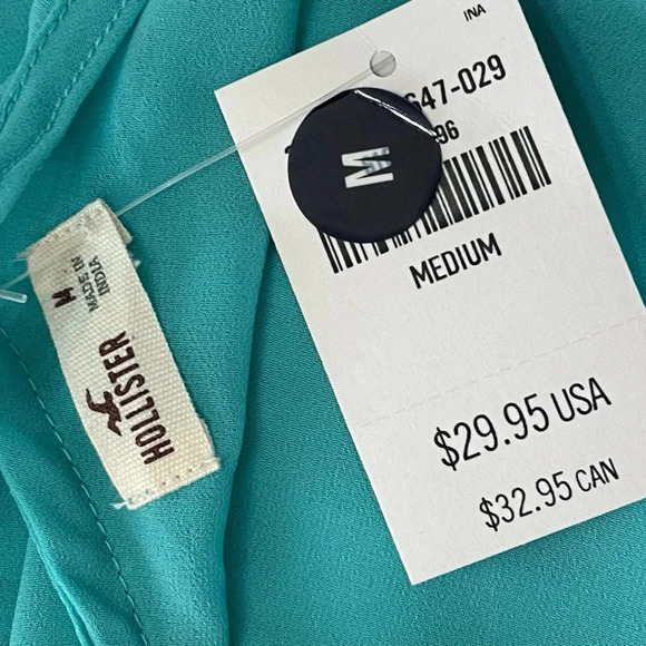 💙 HOLLISTER Pleated Teal‎ Cami Top NWT Medium - Picture 5 of 6